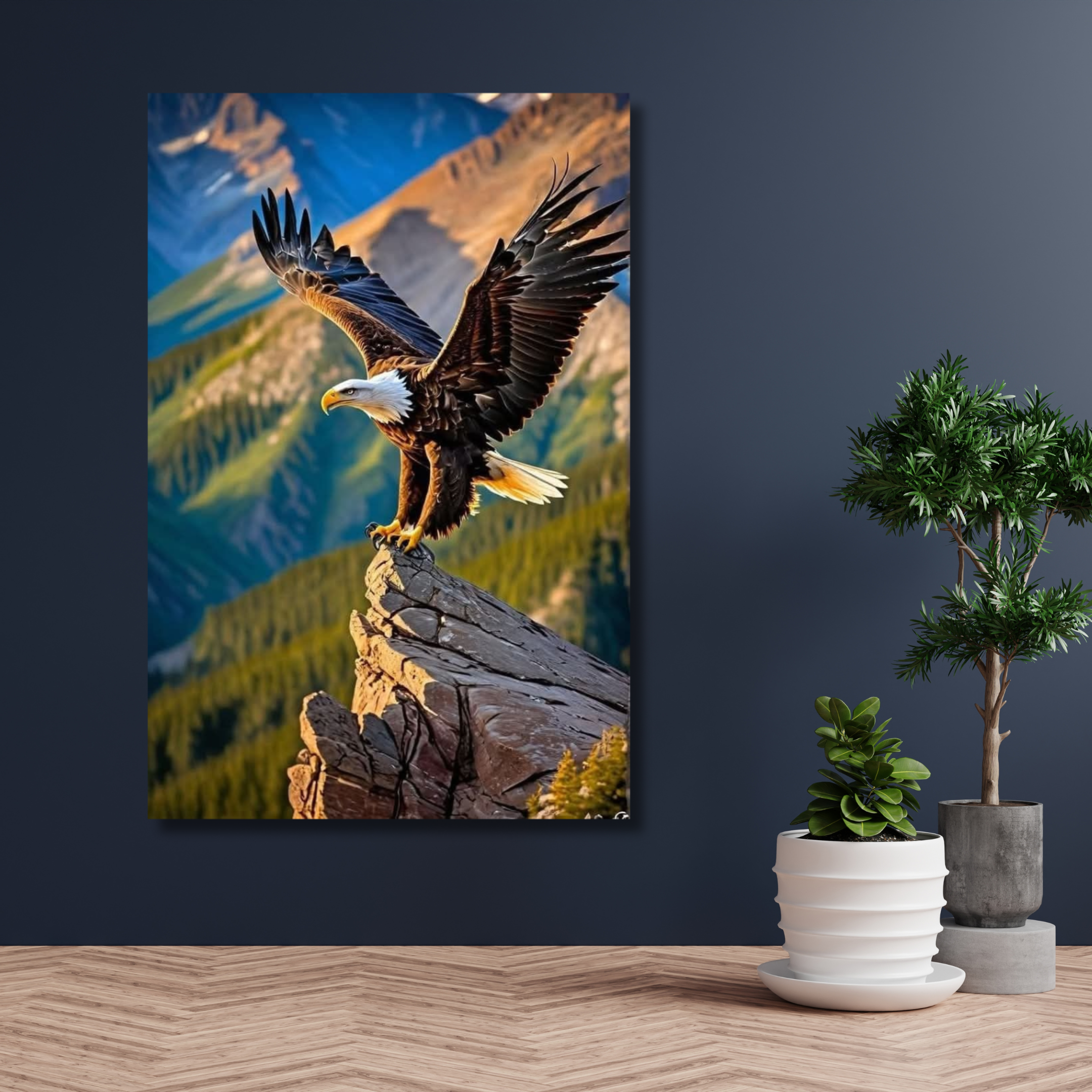 Águila con alas abiertas en colorido paisaje - Image 2