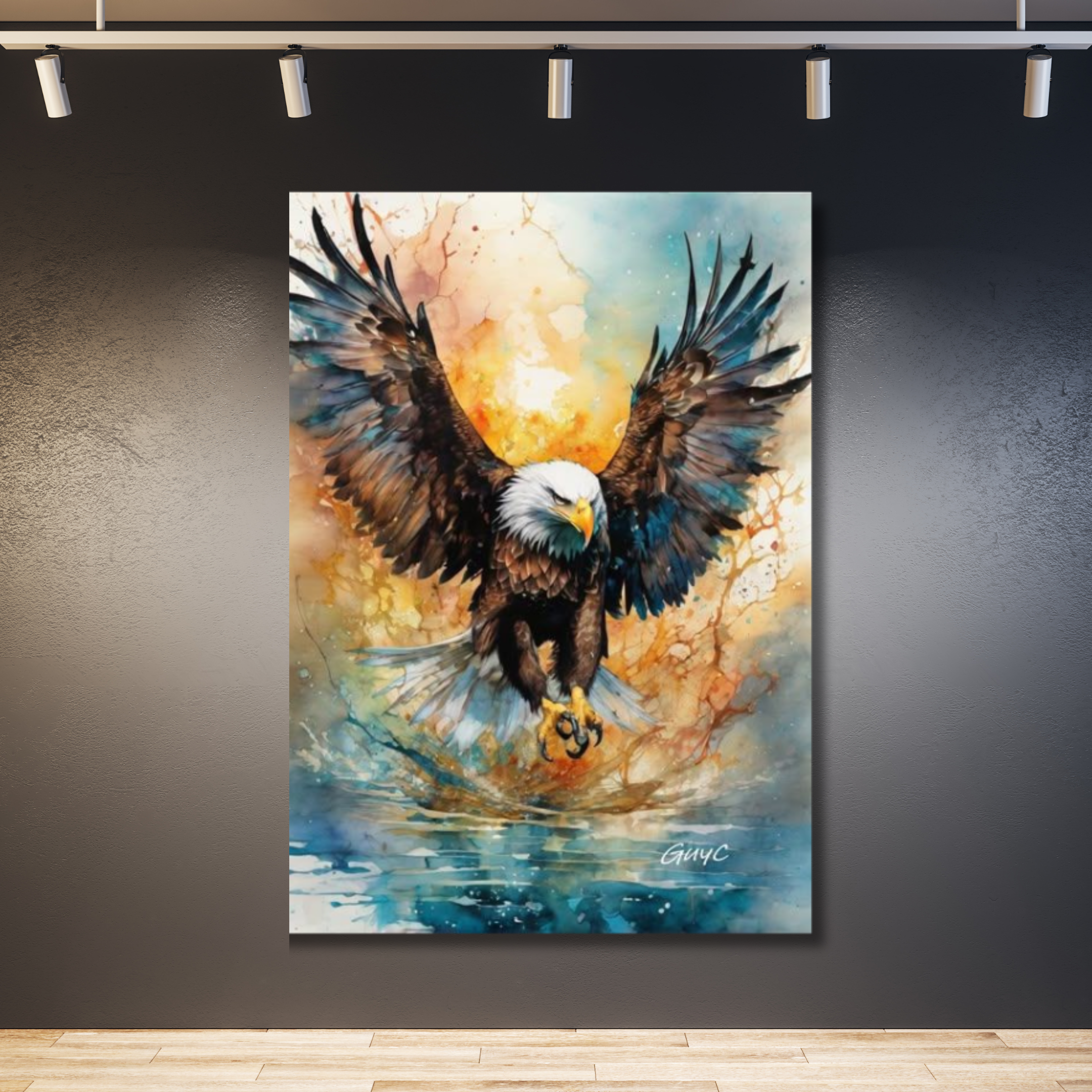 Águila de frente con colores