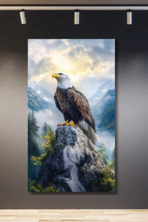 Águila en risco con alas cerradas