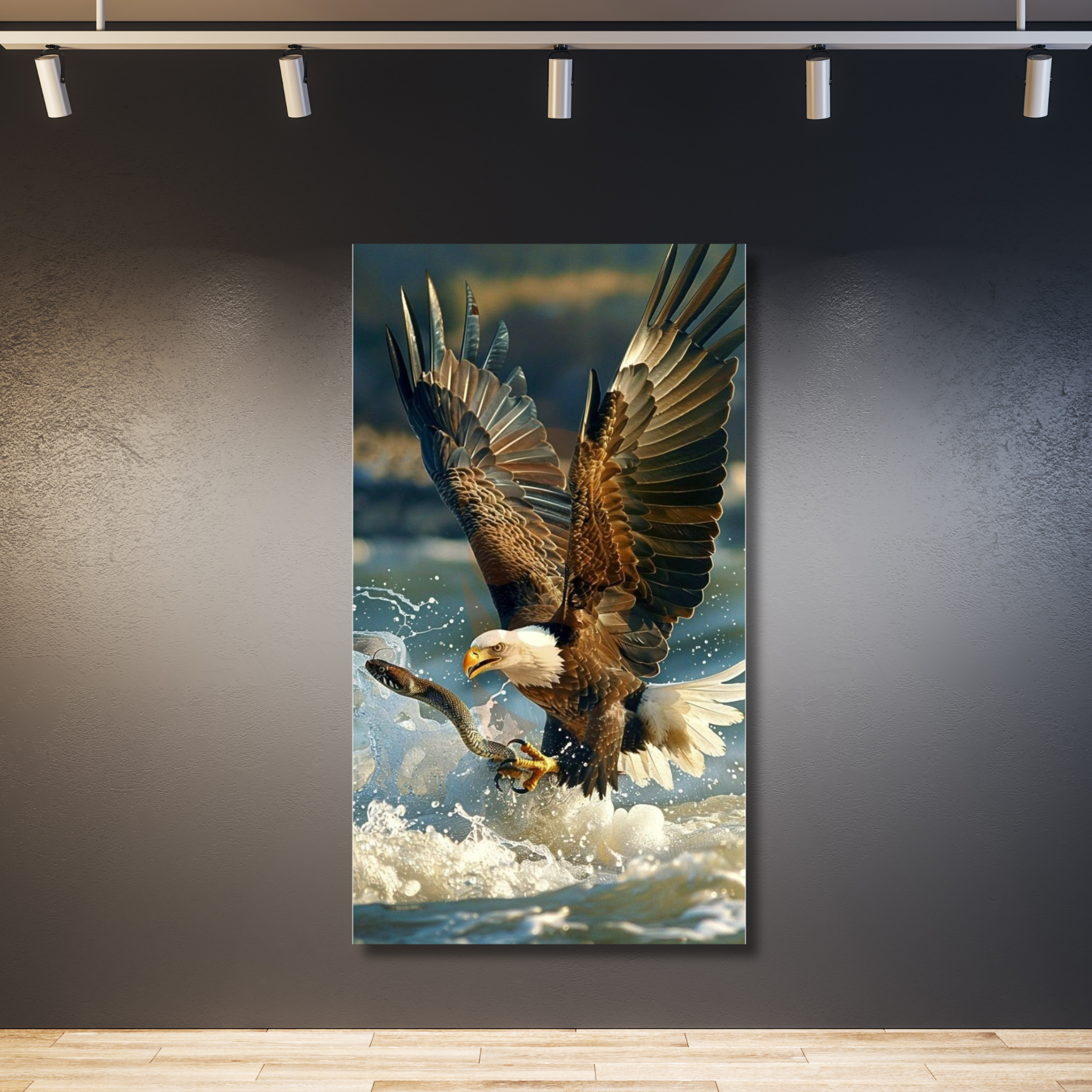 Águila entre nubes con alas abiertas