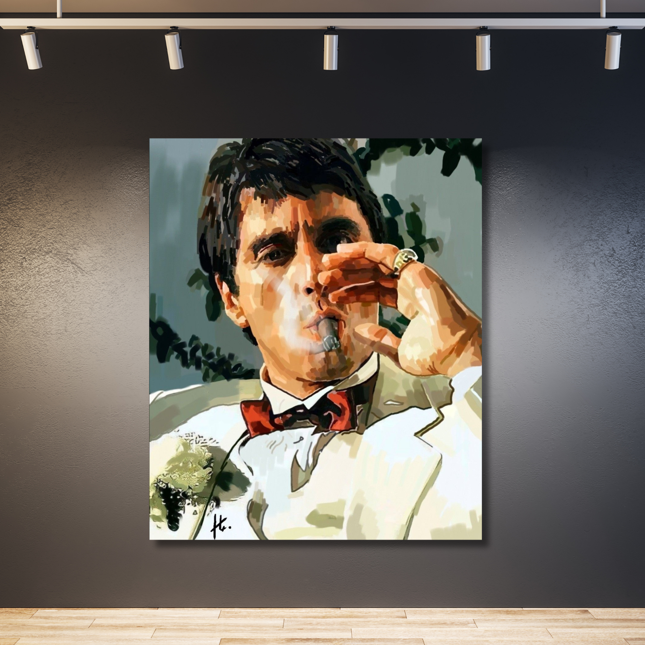 Al tabaco con traje blanco