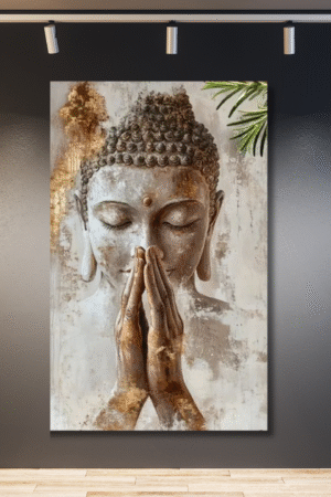 Buda orando con fondo blanco