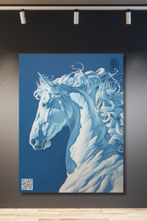 Caballo azul grabado