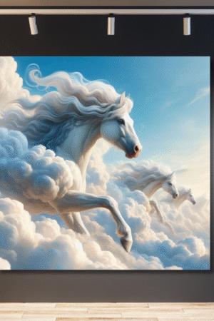 Caballo blanco crin de nubes