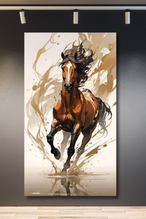 Caballo café galopando con fondo blanco