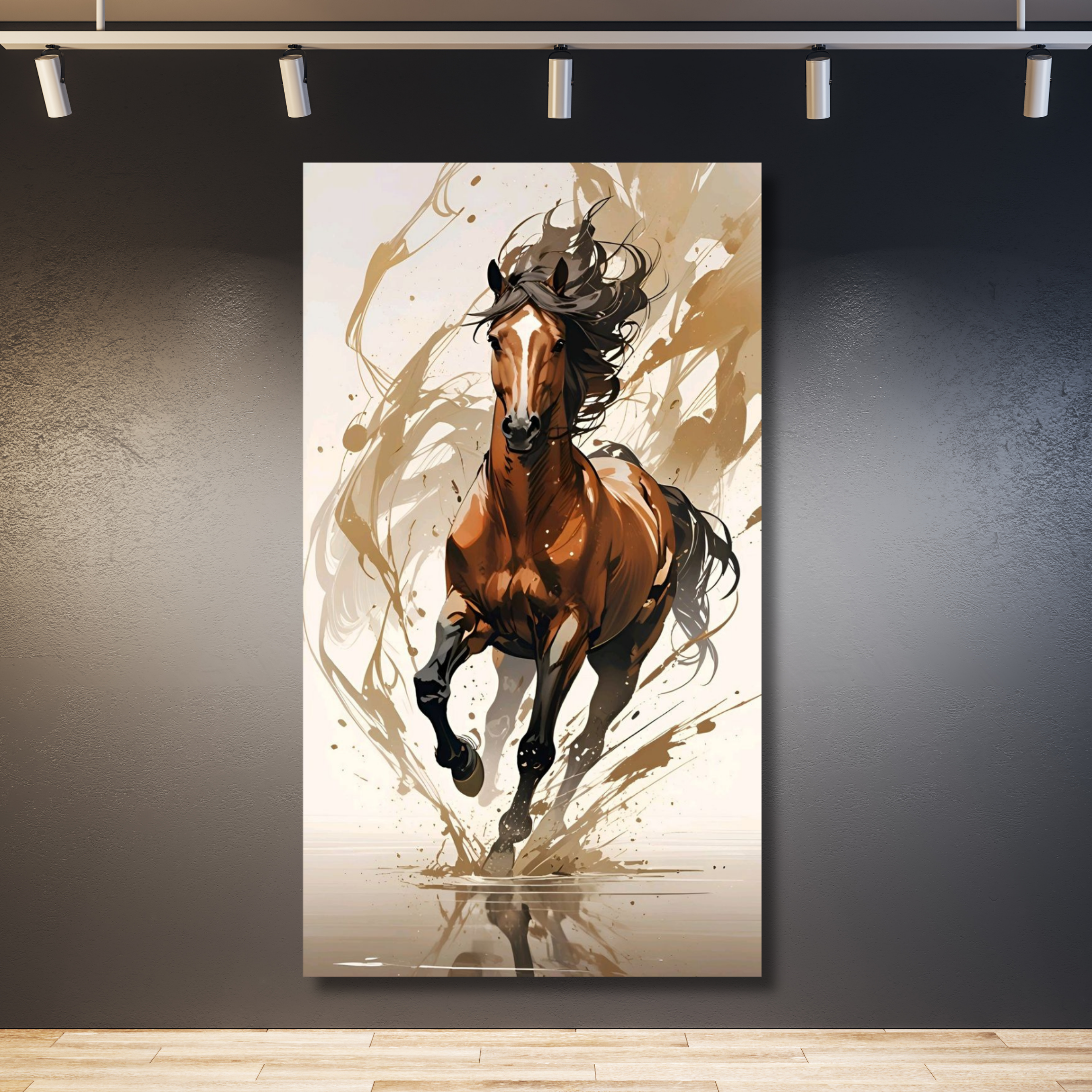 Caballo café galopando con fondo blanco