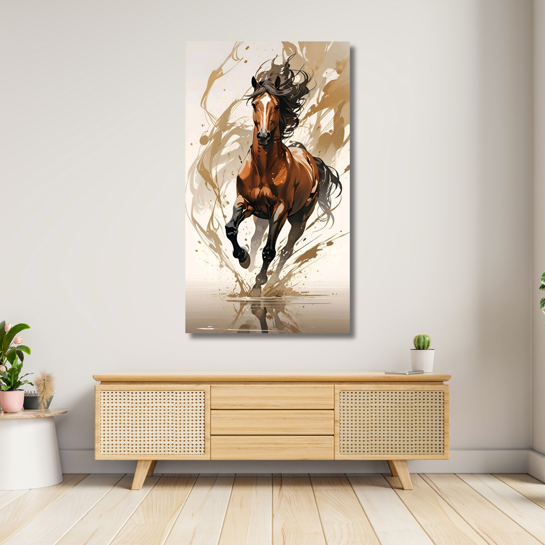 Caballo café galopando con fondo blanco - Image 2