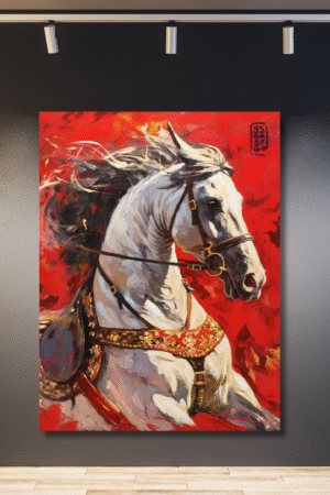 Caballo clásico con fondo rojo