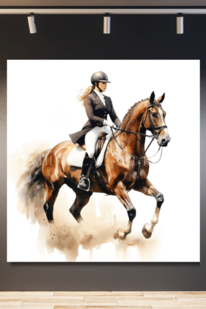 Caballo con jinete mujer con fondo blanco