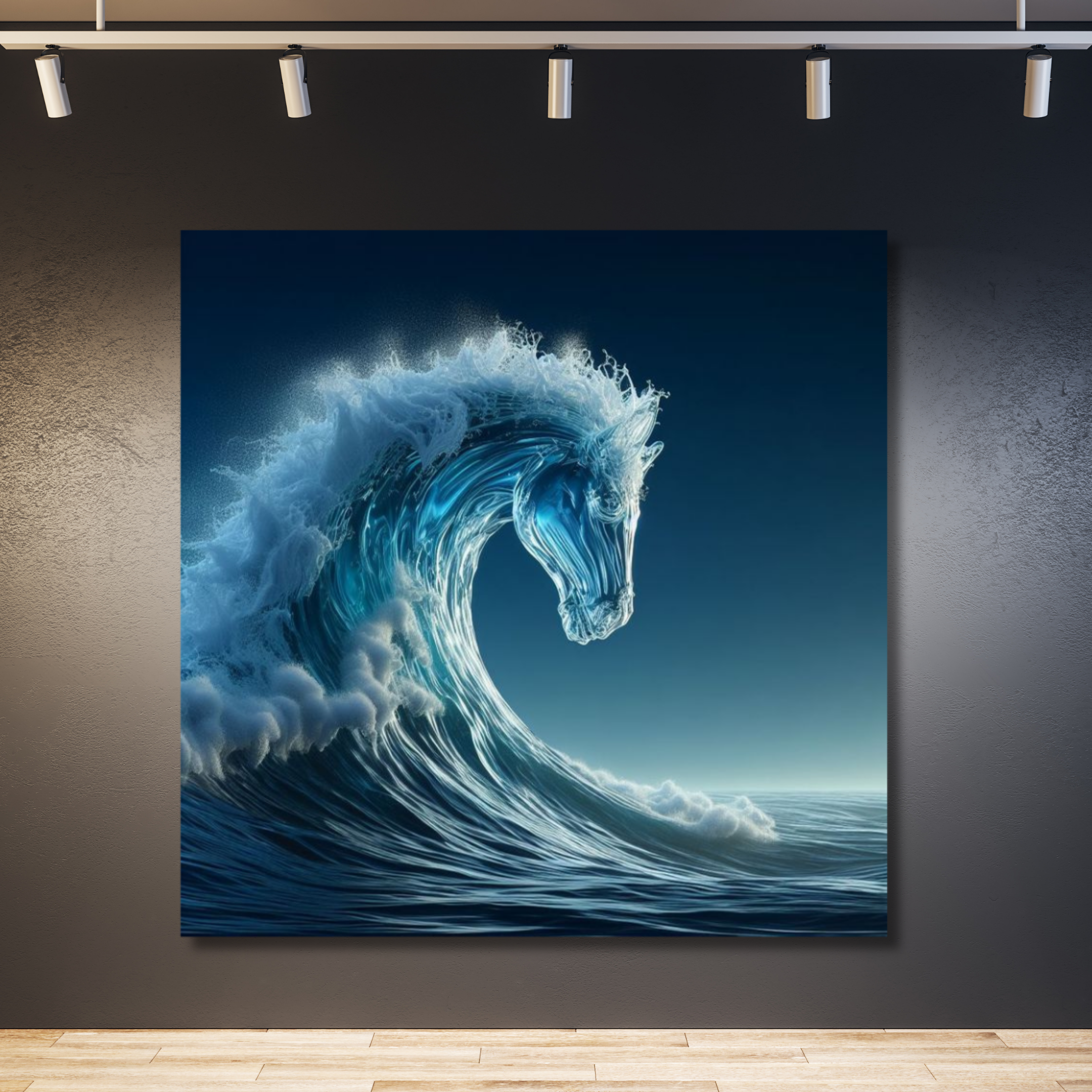 Caballo en la ola de mar