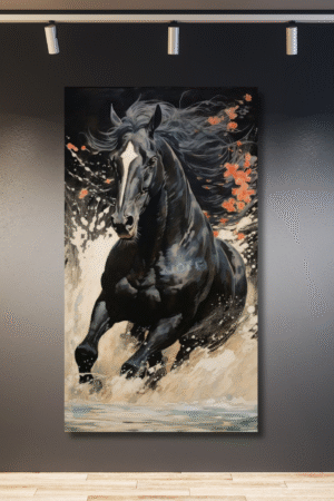 Caballo negro galopando