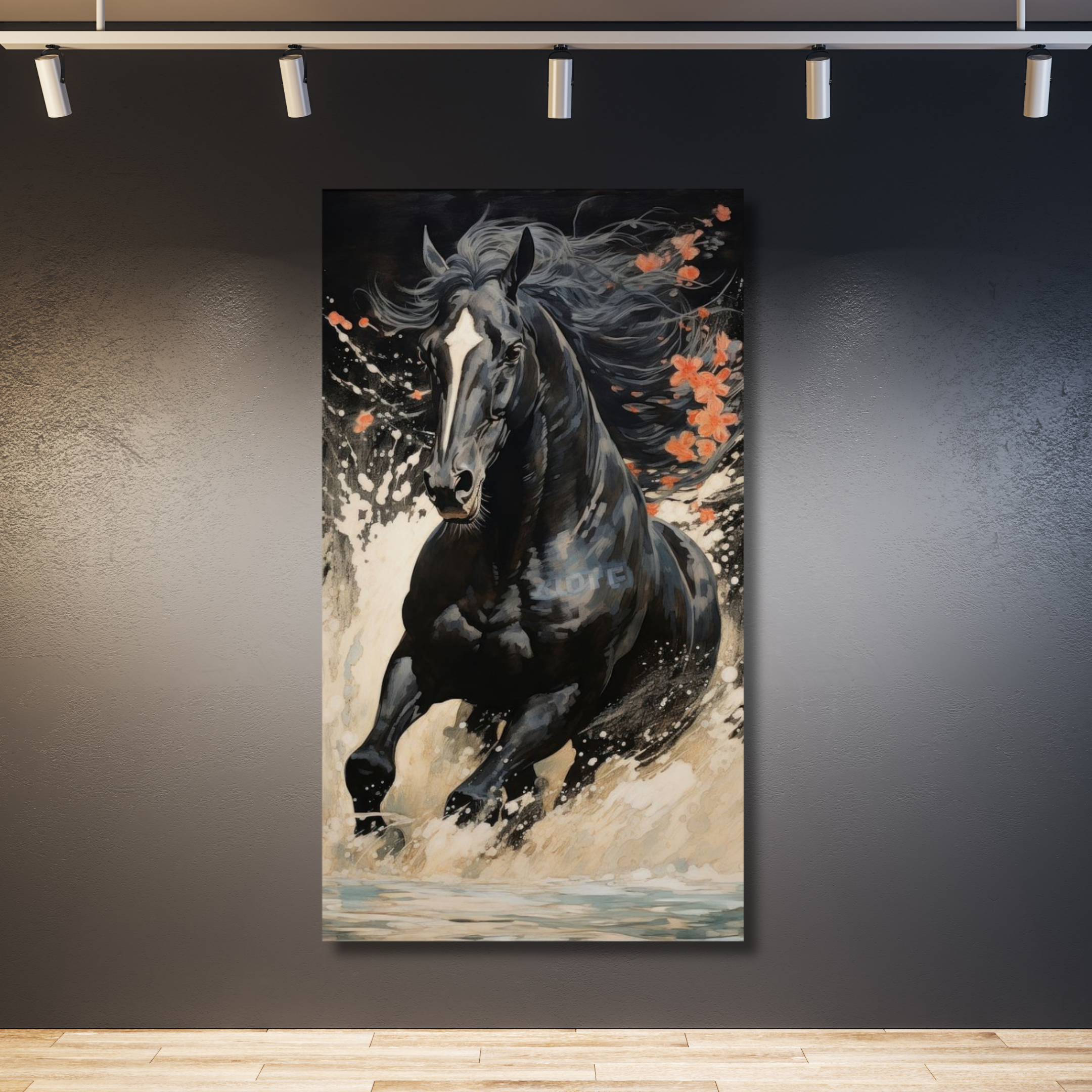 Caballo negro galopando