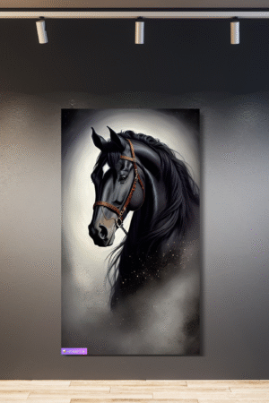 Cabeza de caballo negro con luz