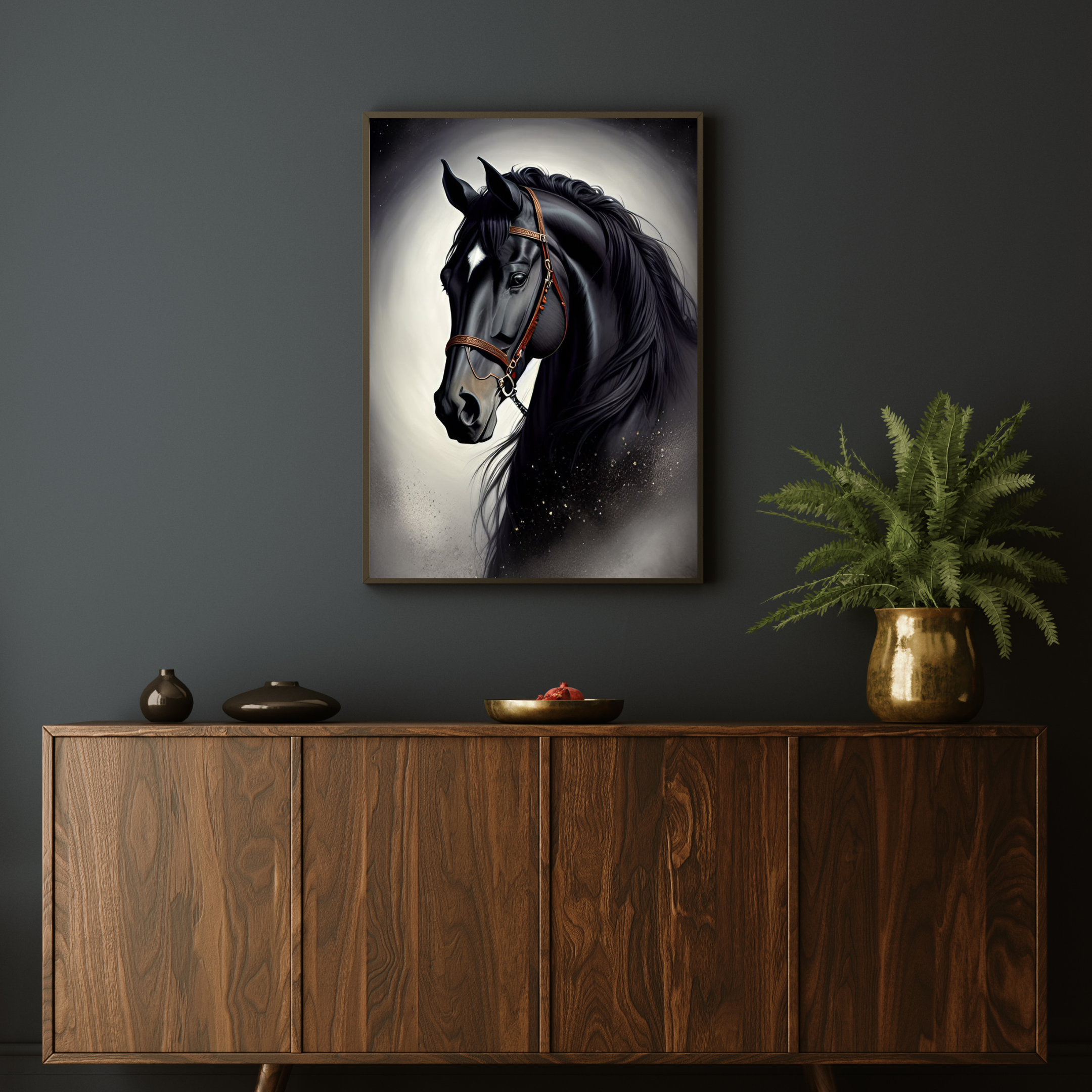 Cabeza de caballo negro con luz - Image 2