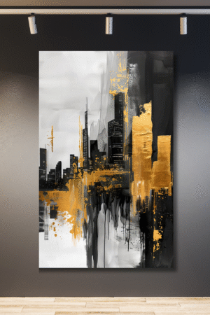 Ciudad abstracta dorada y negra