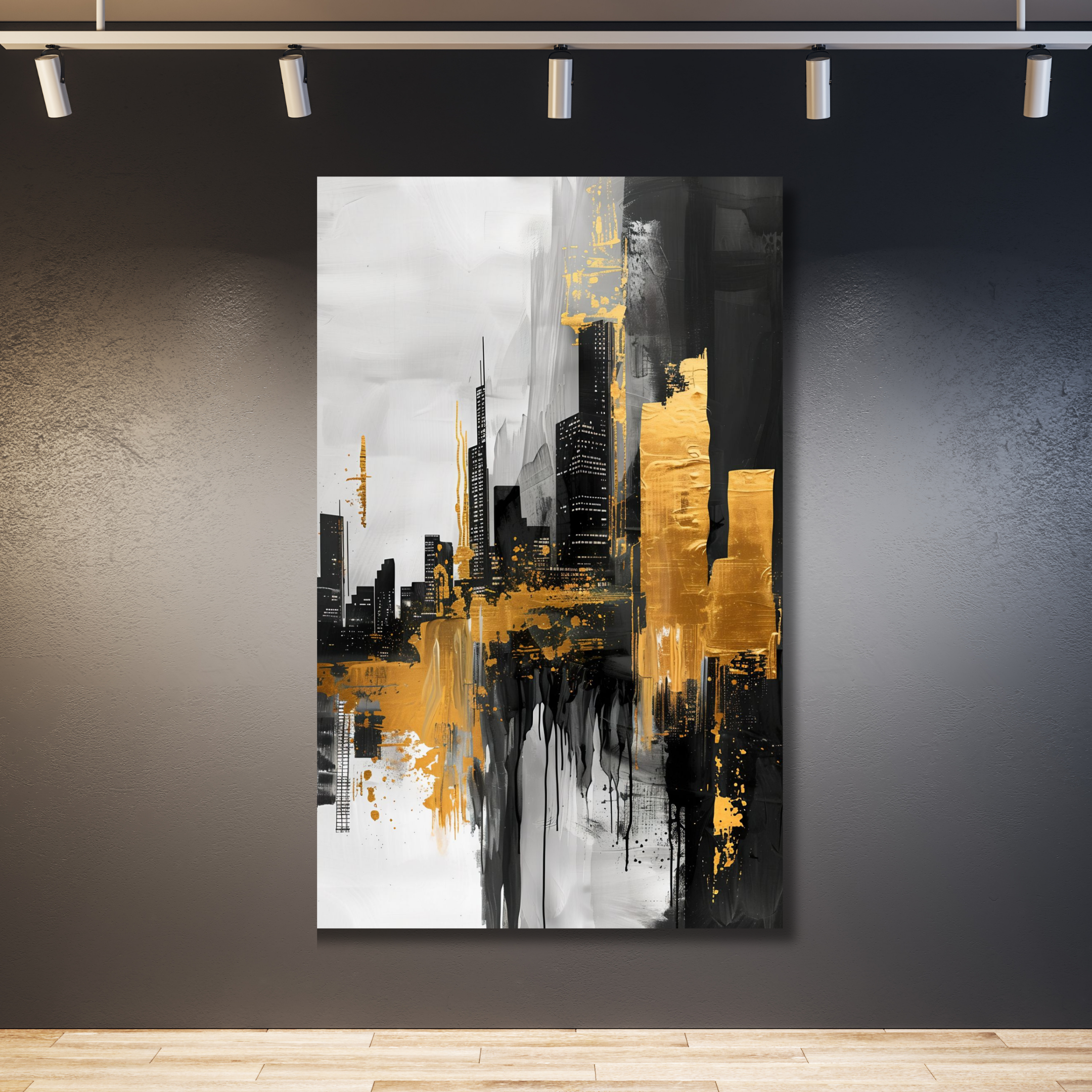 Ciudad abstracta dorada y negra