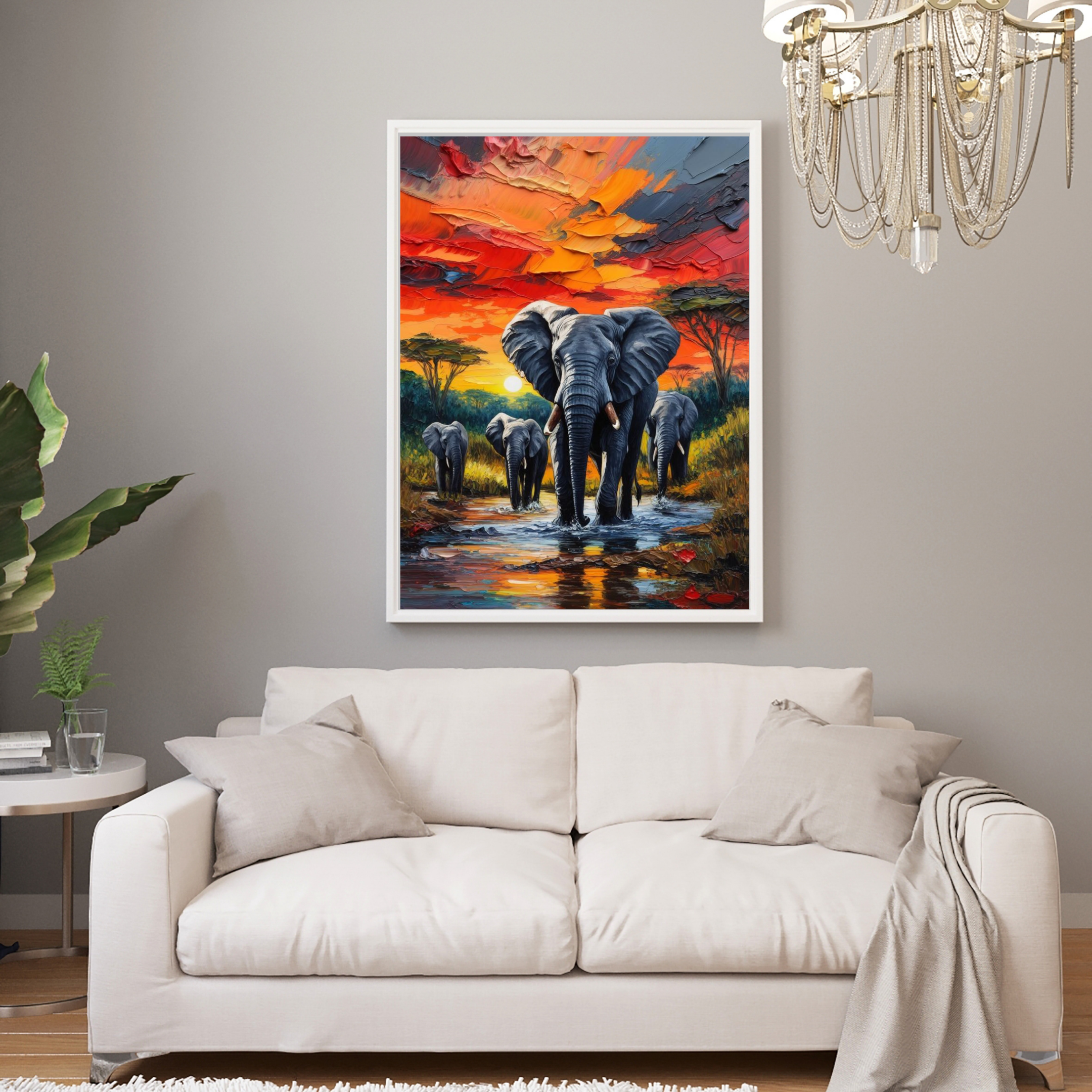 Cuatro elefantes fondo colorido - Image 2