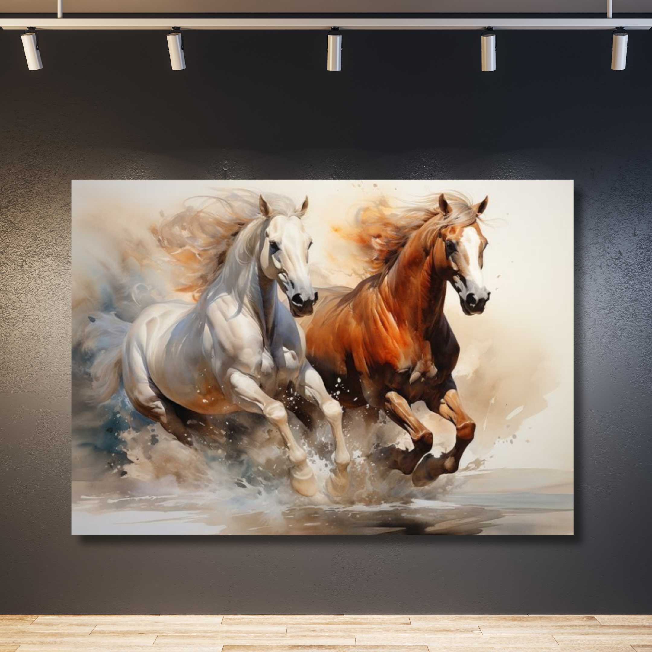 Dos caballos pintura clasica con fondo blanco
