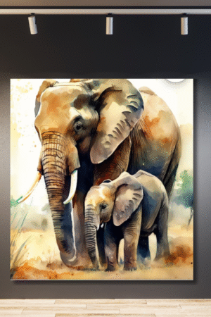 Elefante adulto y bebé colores desérticos