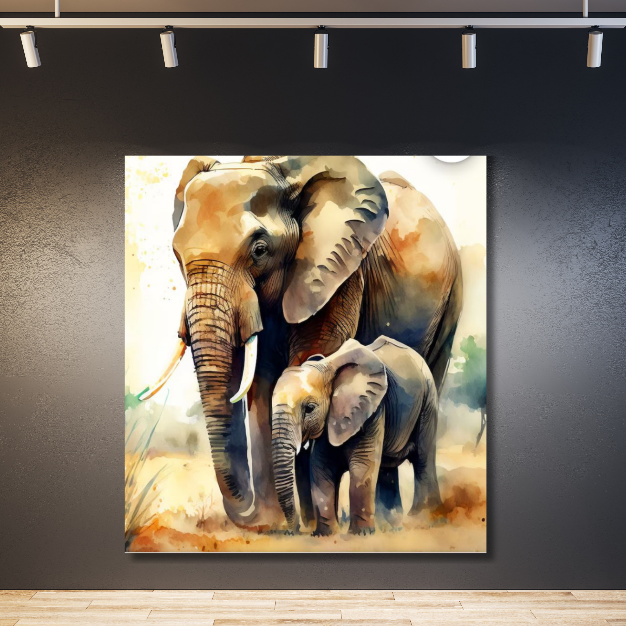 Elefante adulto y bebé colores desérticos