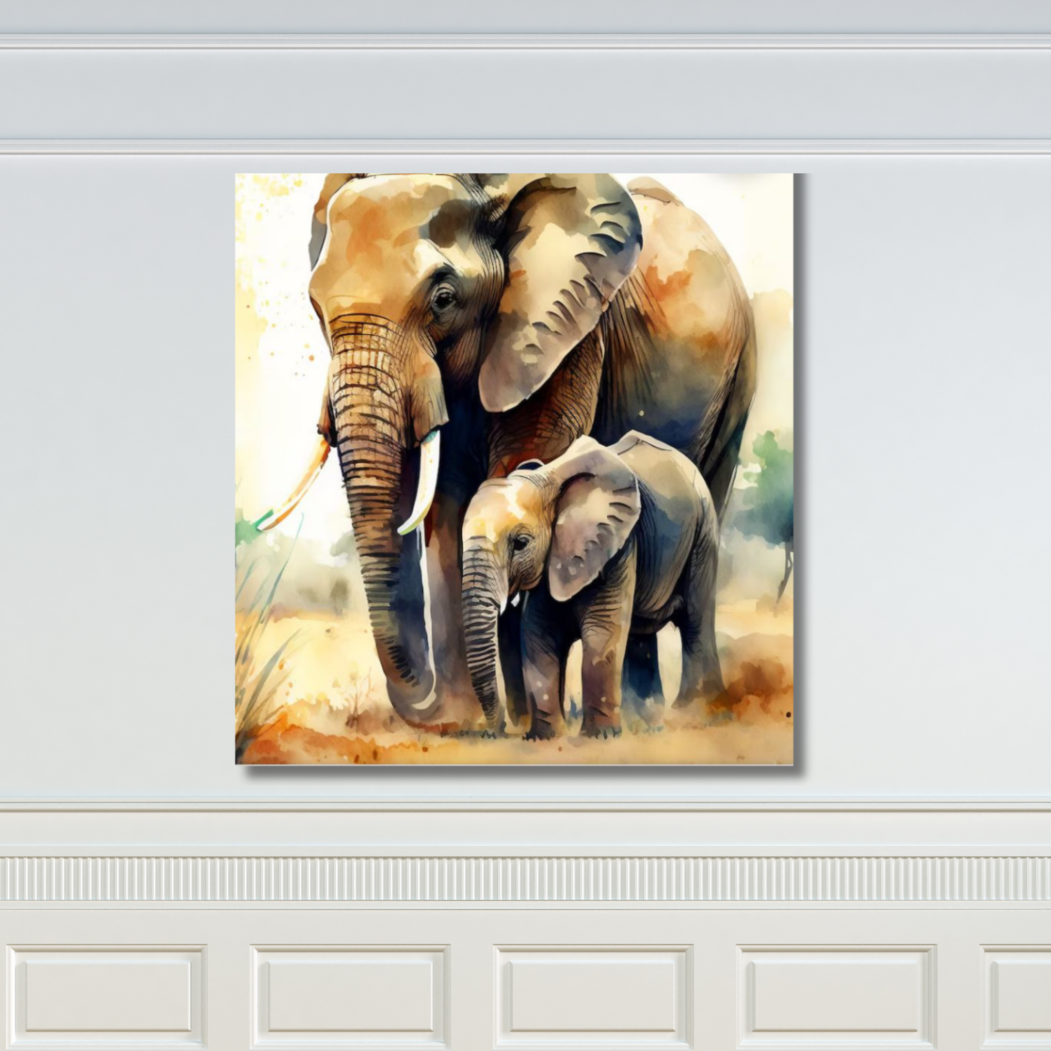 Elefante adulto y bebé colores desérticos - Image 2