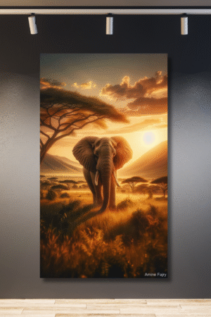 Elefante en contraluz con colores tierra