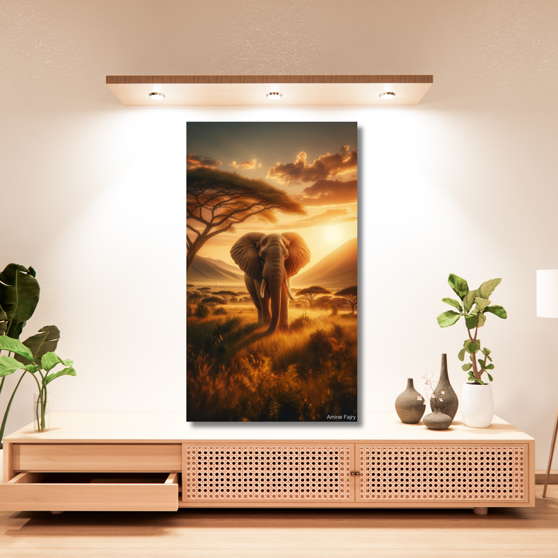 Elefante en contraluz con colores tierra - Image 2