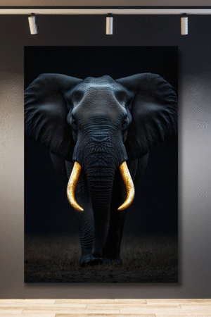 Elefante negro con colmillos