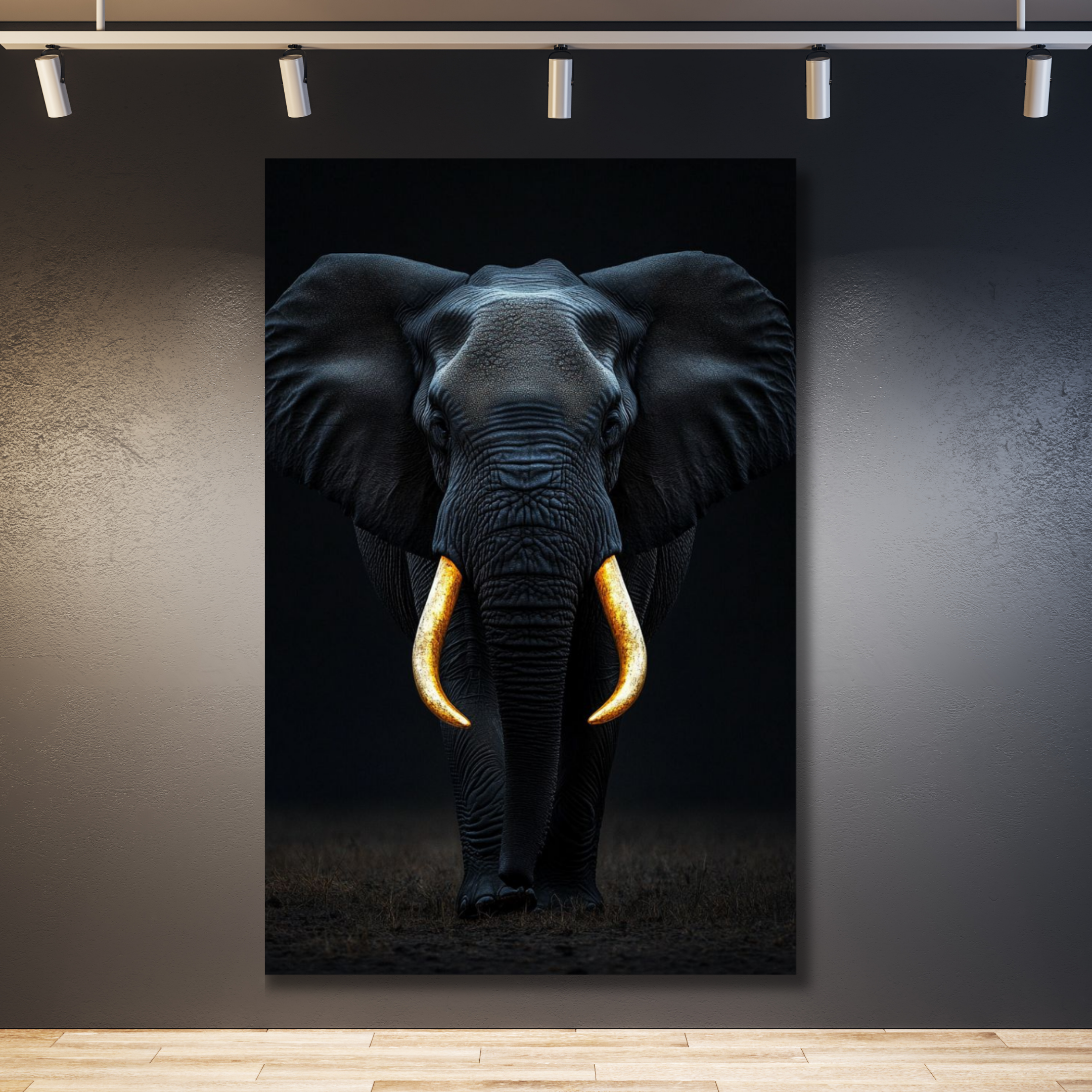 Elefante negro con colmillos