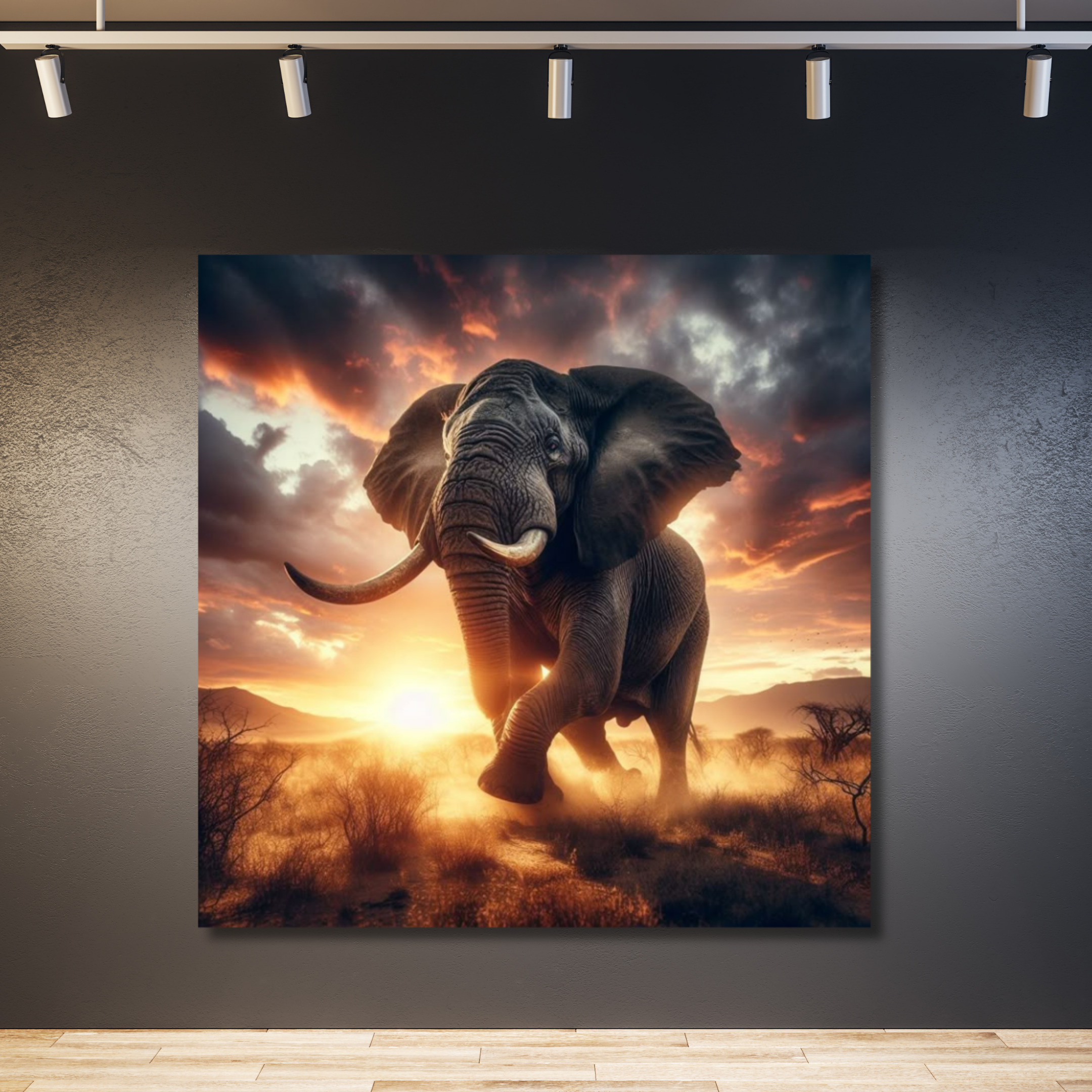 Elefante negro con luz atrás