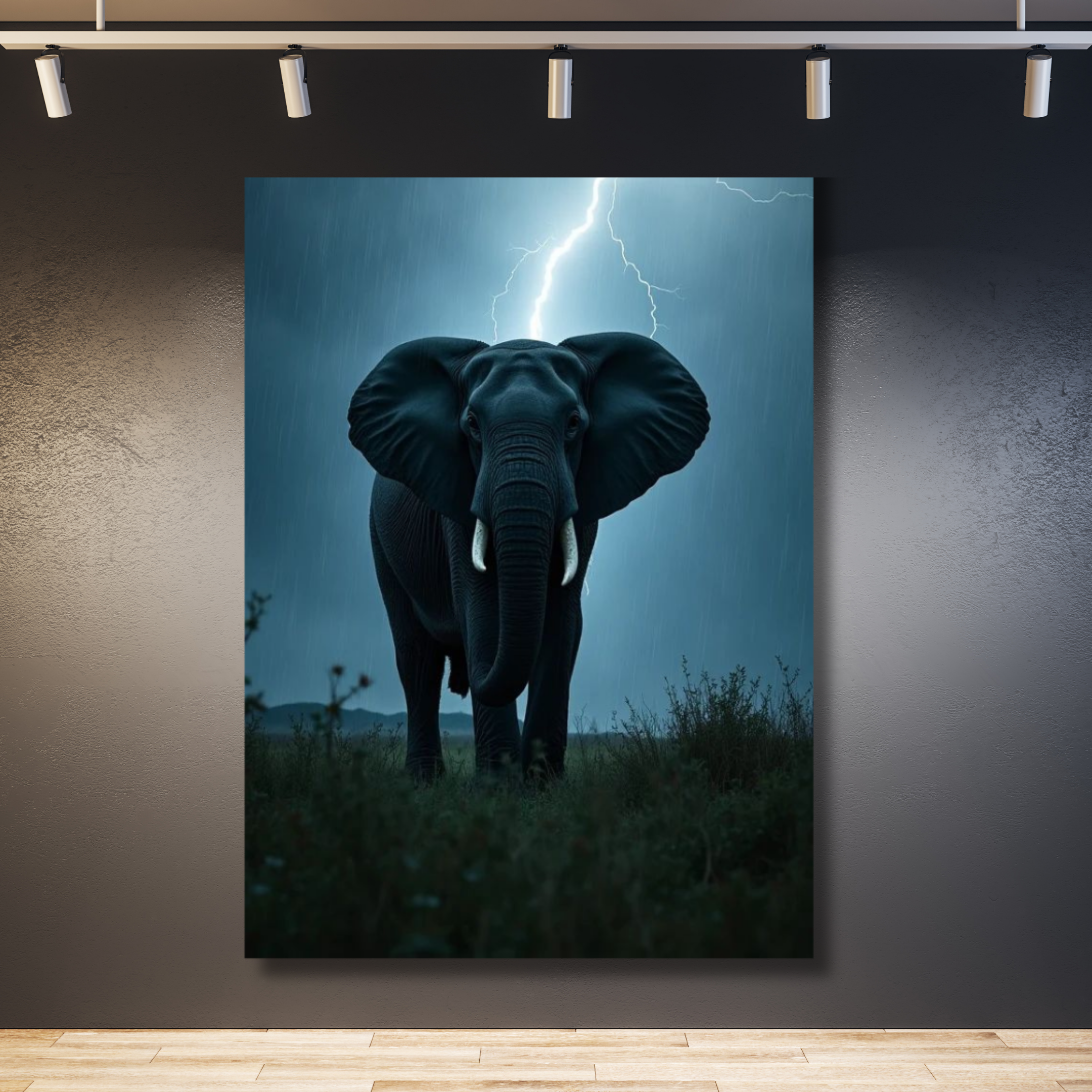 Elefante negro de noche