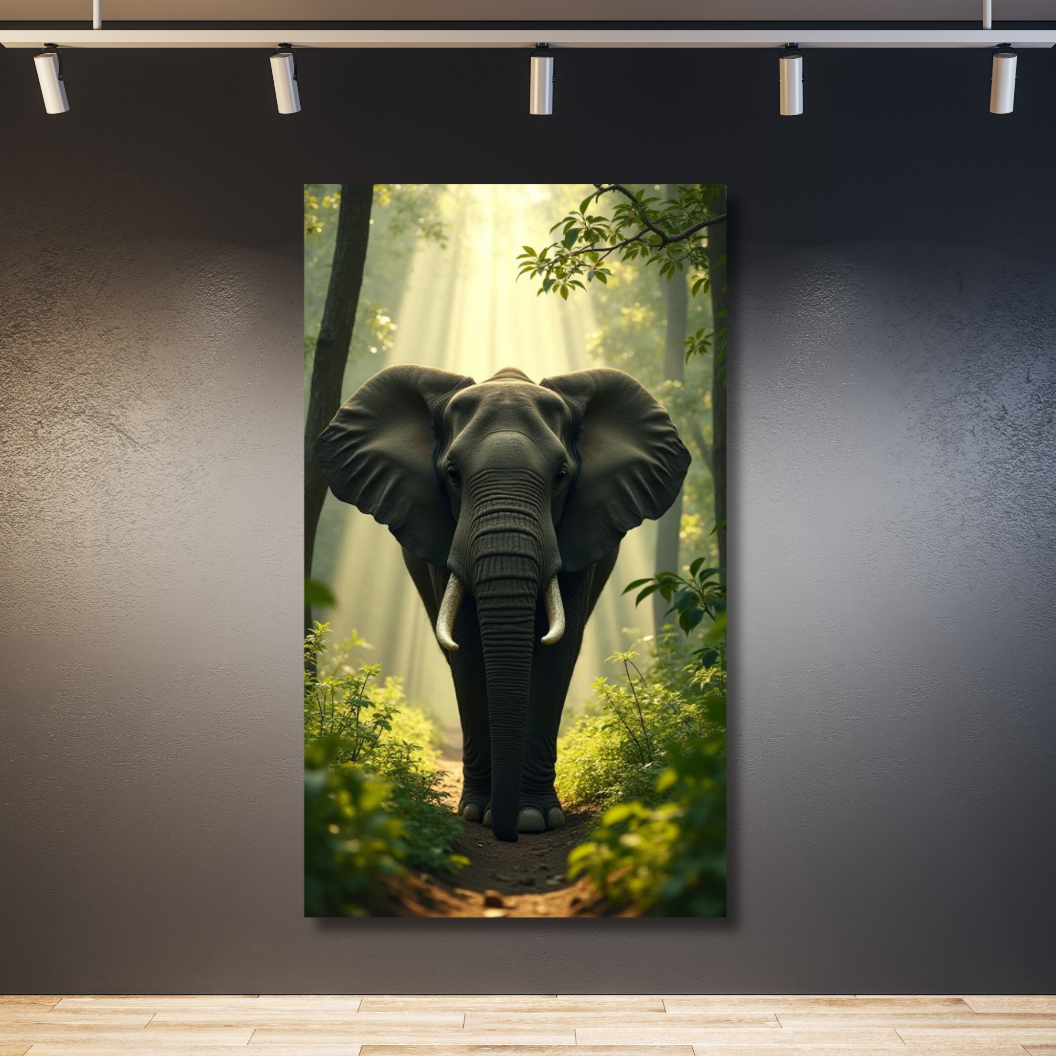 Elefante negro en bosque