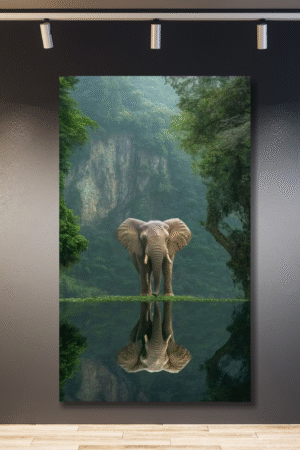 Elefante realismo reflejo y bosque