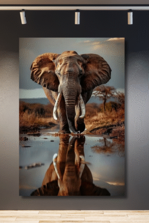 Elefante reflejo en el agua