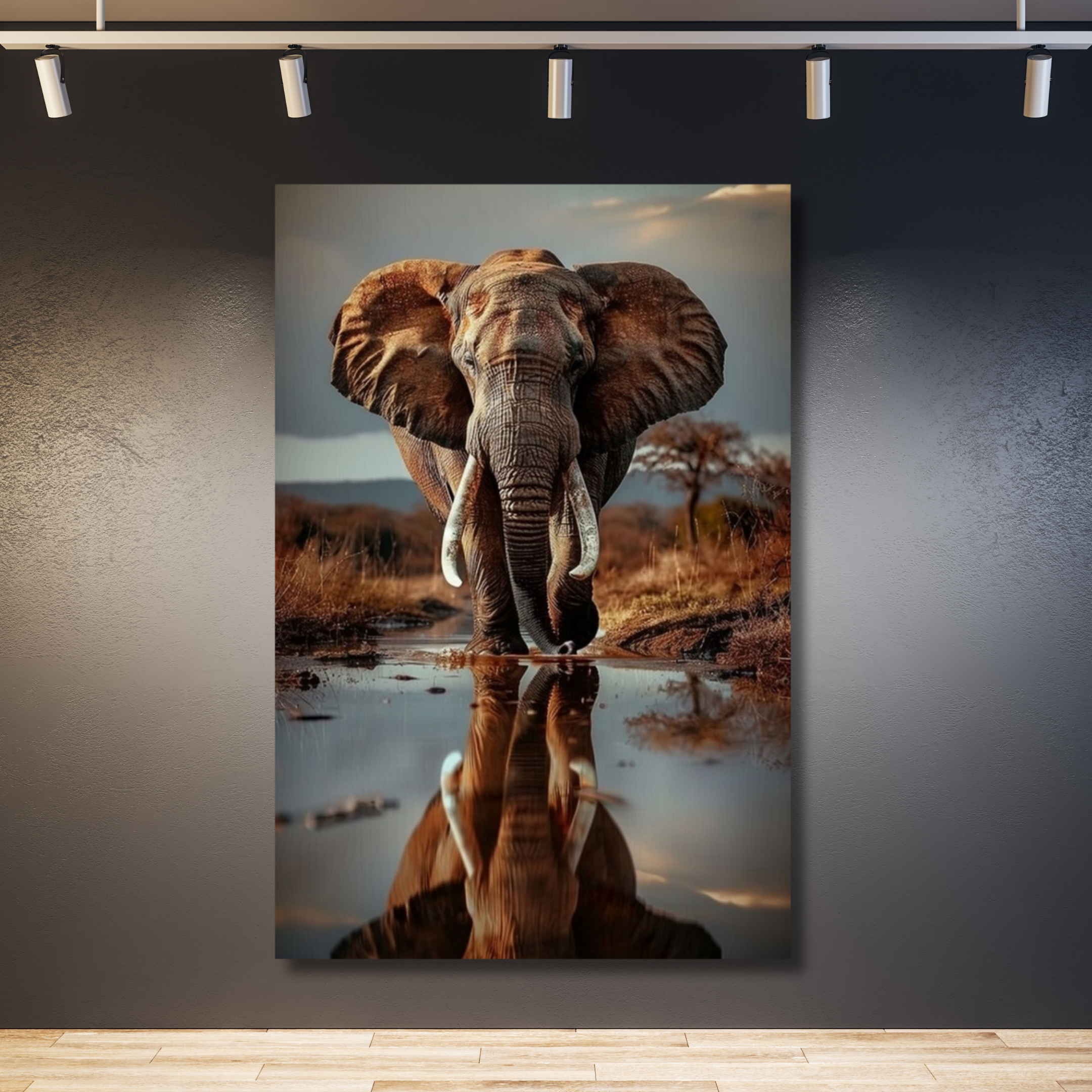 Elefante reflejo en el agua