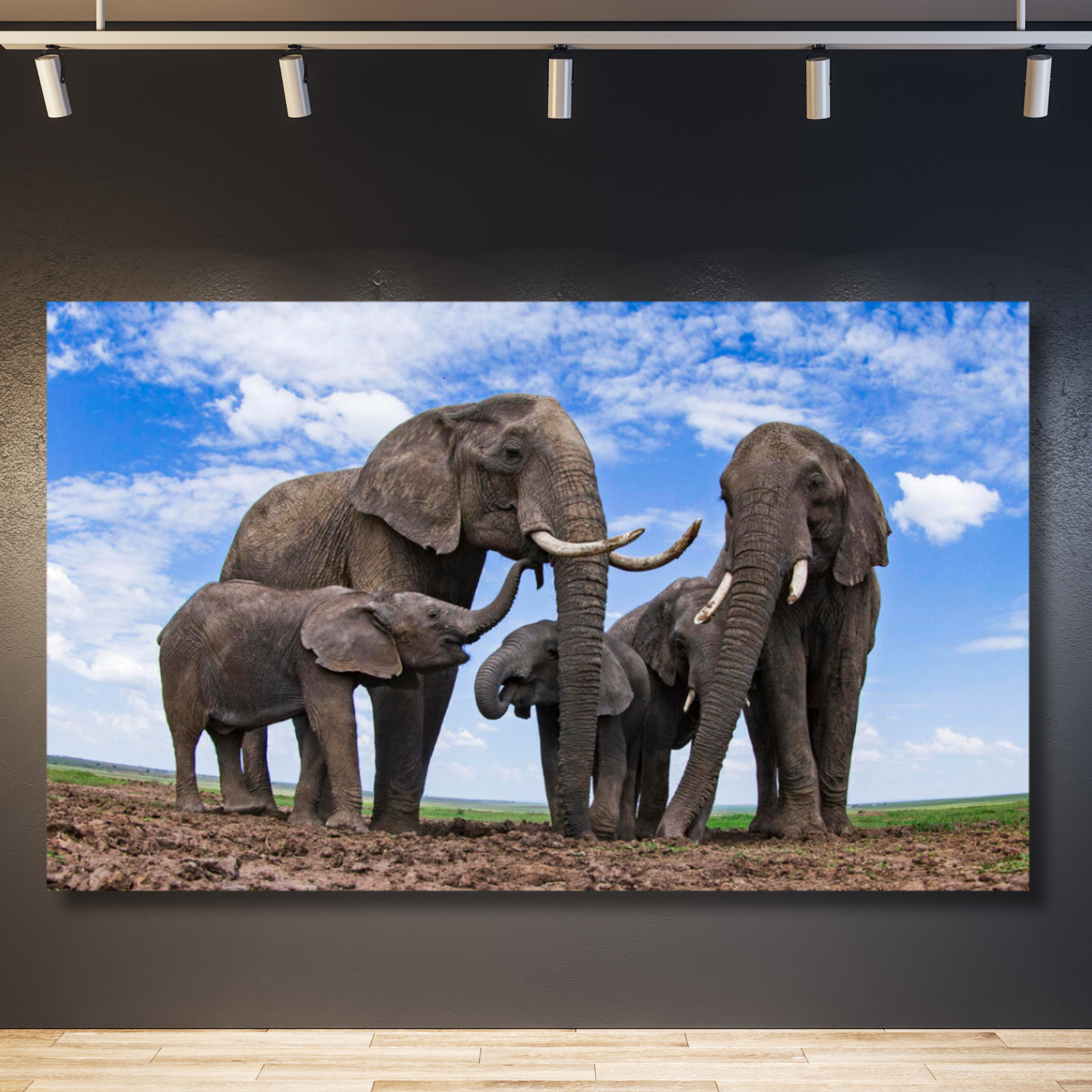 Familia de elefantes foto realismo