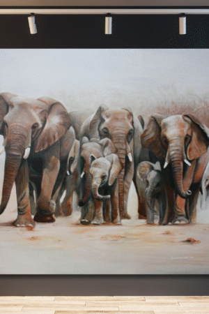 Grupo grande de elefantes