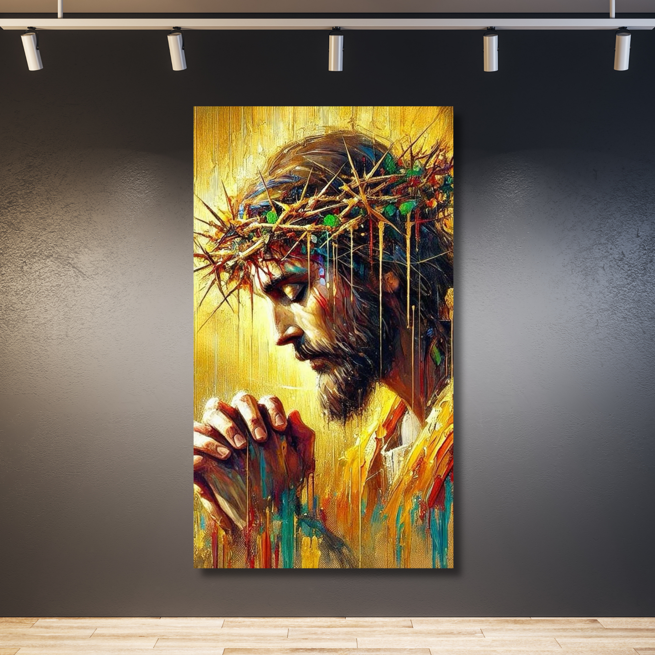 Jesús corona de espinas orando