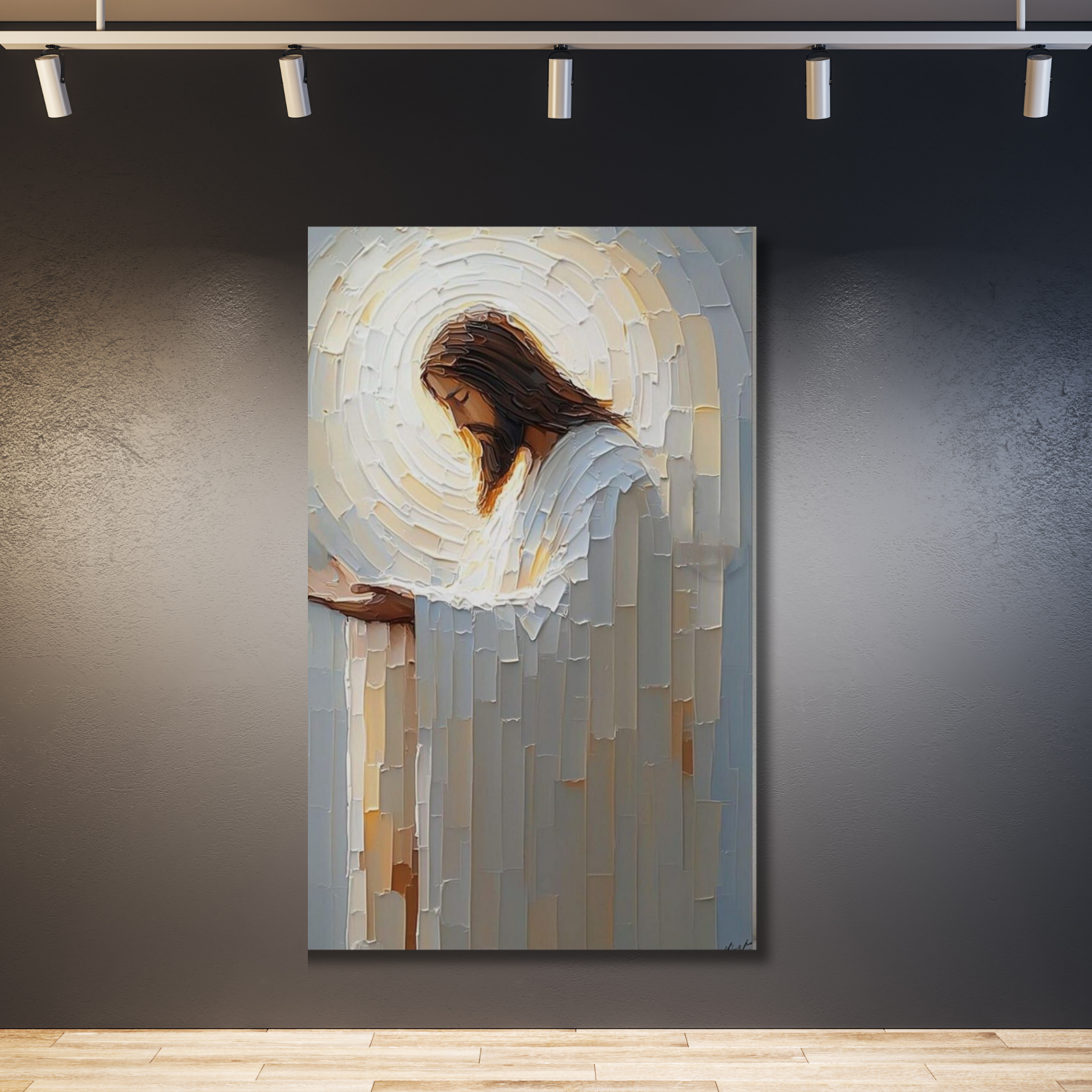 Jesús de blanco orando