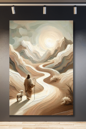 Jesús en camino con oveja uno