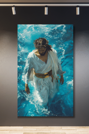 Jesús en el agua azul