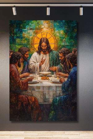 Jesús última cena cinco colores