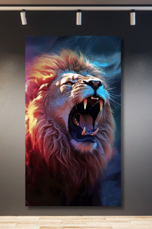 León colorido rugiendo