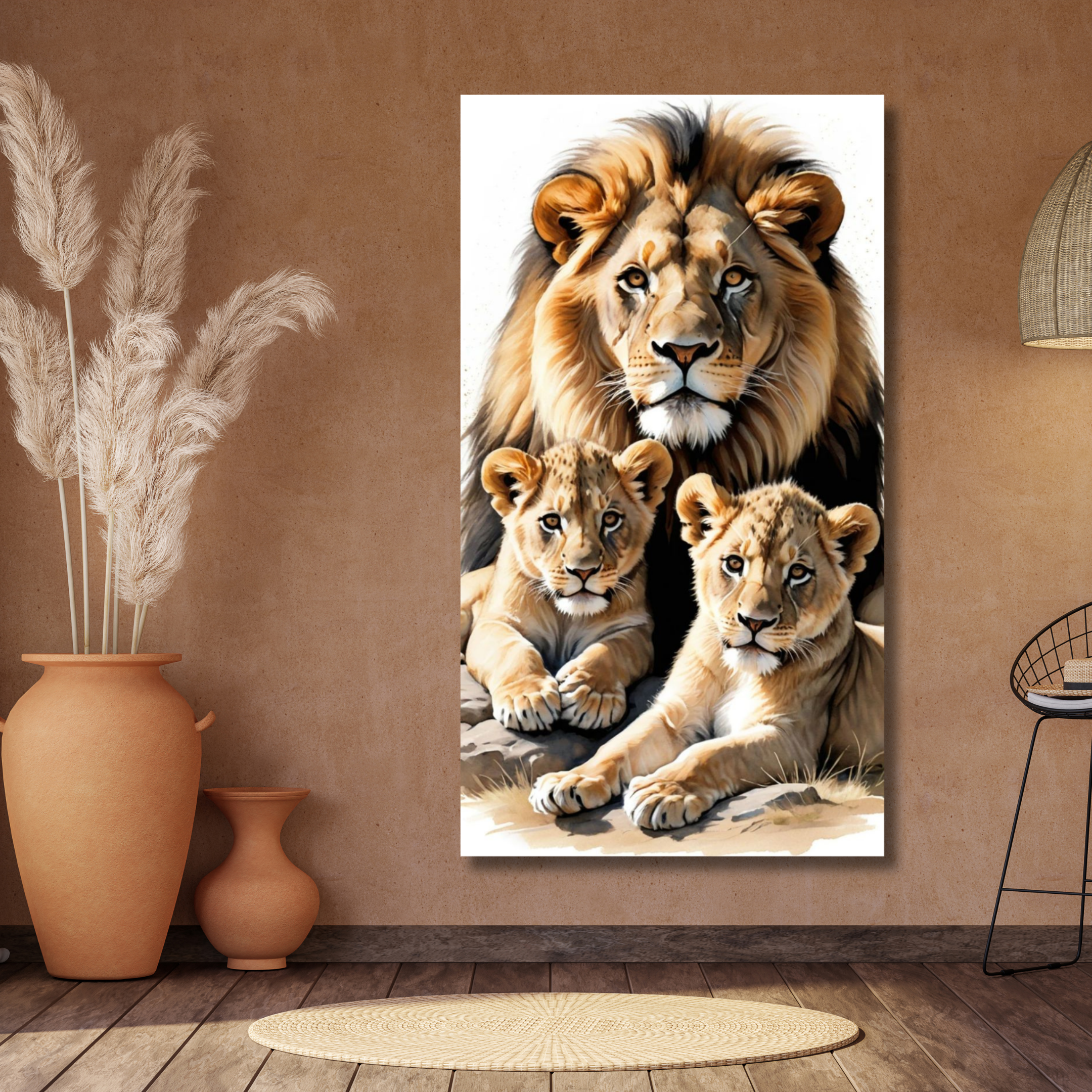 León con dos cachorros con fondo blanco - Image 2