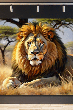 León descansando sabana