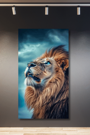 León mirando al en el cielo