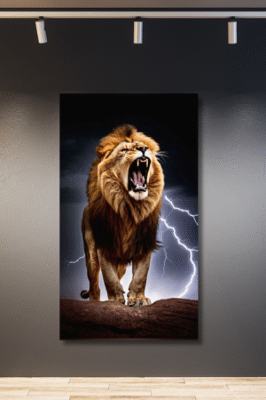 León rugiendo relámpagos