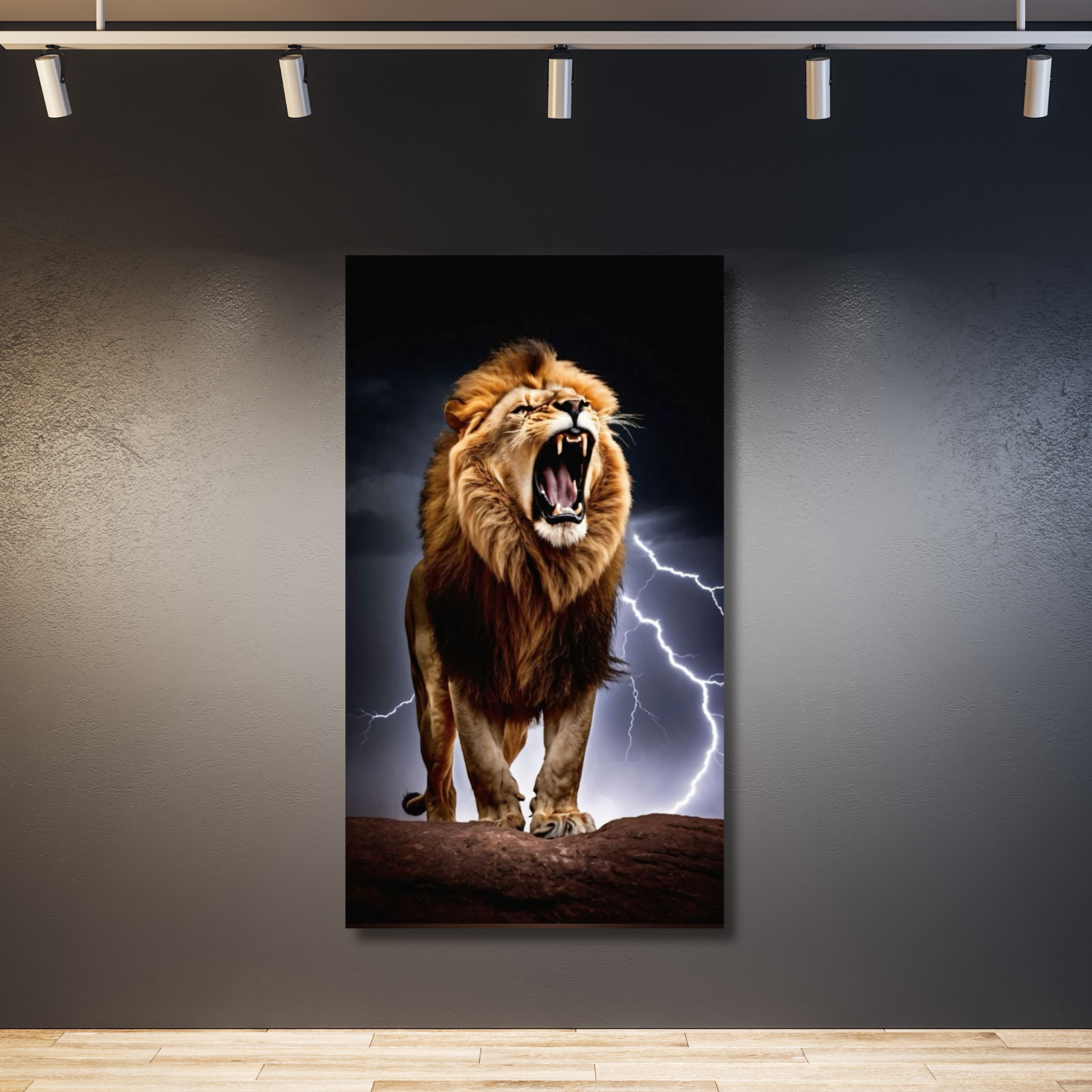 León rugiendo relámpagos