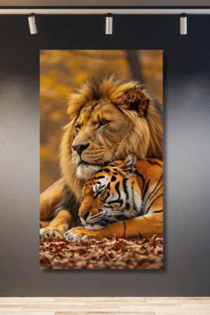 León y tigre abrazados