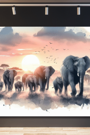 Manada de elefantes colores suaves